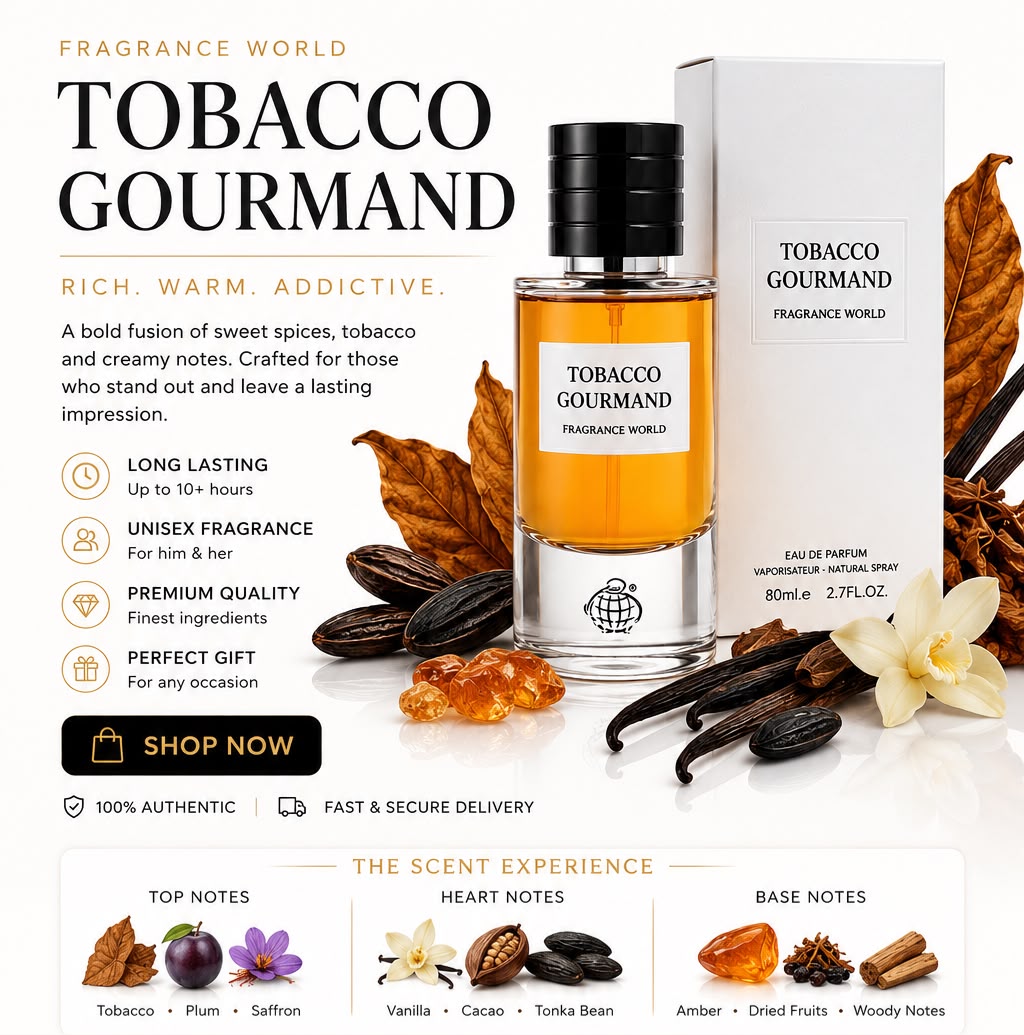 Tobacco Gourmand by Fragrance World – Eau de Parfum (80ml)